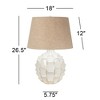 Possini Euro Design Cosgrove Modern Mid Century Table Lamp 26 1/2" High White Glazed Ceramic with Table Top Dimmer Light Brown Linen Drum for Bedroom - 4 of 4