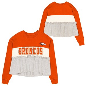 NFL Denver Broncos Girls' Crew Neck Fleece Sweatshirt - 1 of 3