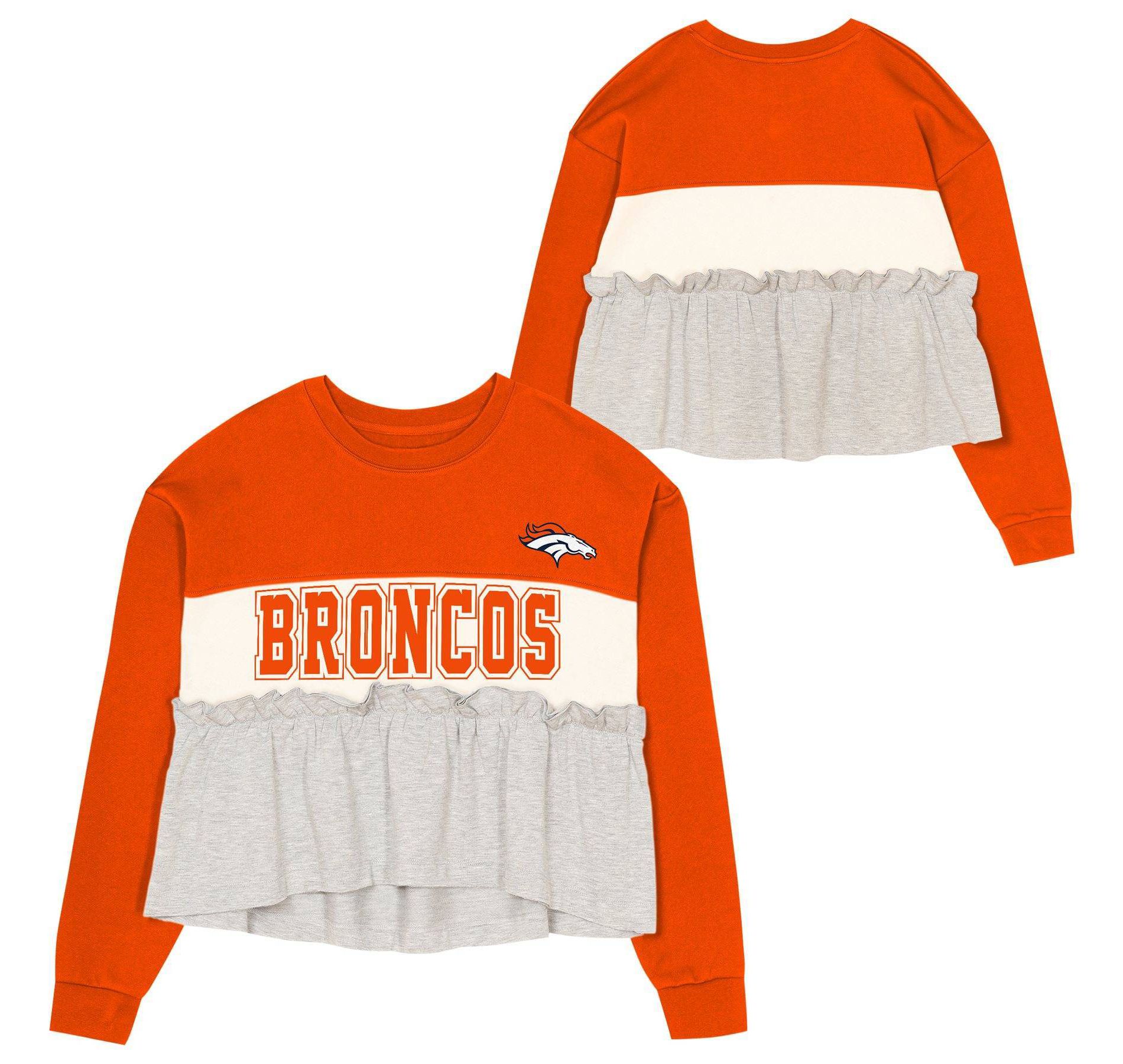 NFL Denver Broncos Girls' Crew Neck Fleece Sweatshirt
