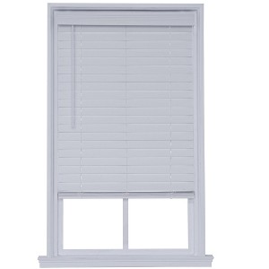 Home Basics Cordless 2-1/2-inch Embossed Faux Wood Blind Embossed White - 1 of 4
