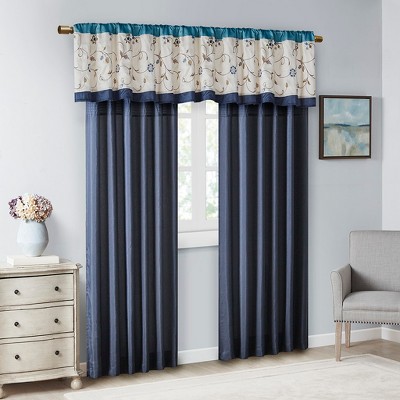 MAYEERTY 50x18" Embroidered Window Valance Navy