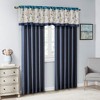 Elegant Floral Embroidered Window Panel, All Season Textured Light Filtering Curtain fits Various Room Decor, Navy, 50x84" - 2 of 4