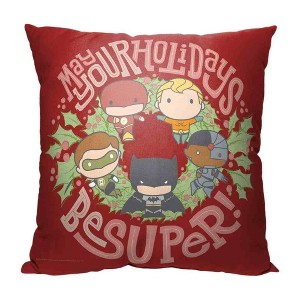 Warner Bros. Justice League Super Holidays Throw Pillow 18x18 Inches - 1 of 2