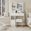 FONTOI 29.2"W/37"W/41"W Makeup Vanity Table Desk with Mirror Left Bedside Cabinet Stool Dresser Set for Woman Bedroom Dressing Room, Black/White - 2 of 4
