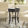 ResenkosSofa Table, End Table, Side Table,2-Tier Wood Round End Table with Open Drawer-Black - 2 of 4