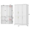Hitow White Armoire Combination Wardrobe Modern Minimalist Style Embossed Lines - 3 of 4