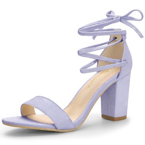 Allegra K Women's Tie-Up Strappy Chunky High Heels Sandal - 1 of 4