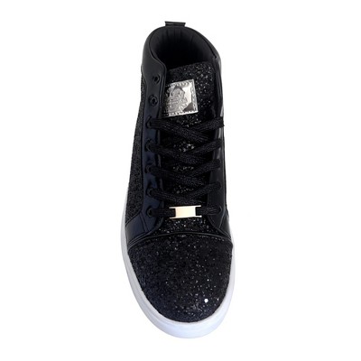 Мужские Bangka Men's High Top Sneakers Fashion Glitter Blink Lace Up Dress Shoes, black-10.5 — фото 4