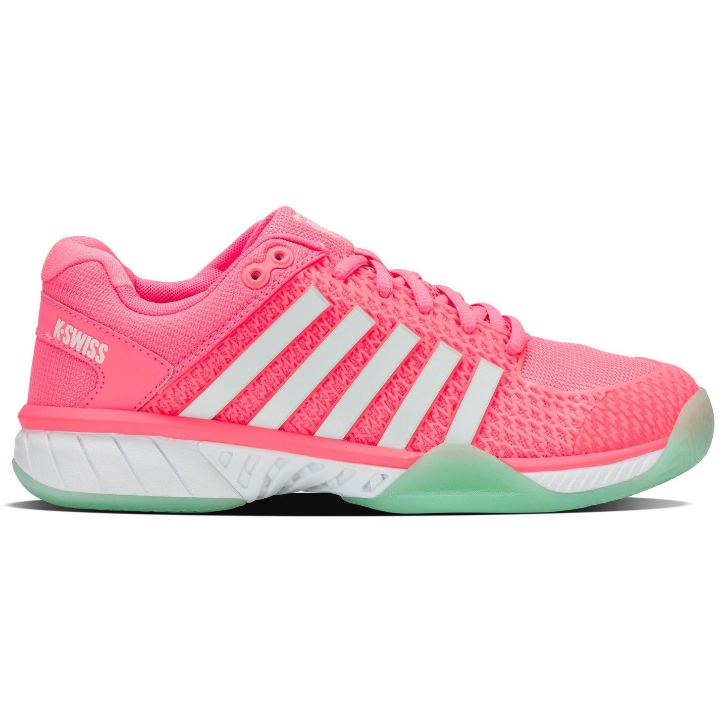 Женские кроссовки K-Swiss Express Light Pickleball Shoe (Neon Pastel Pink/Neon Mint/White), цвет: Розовый — фото 1