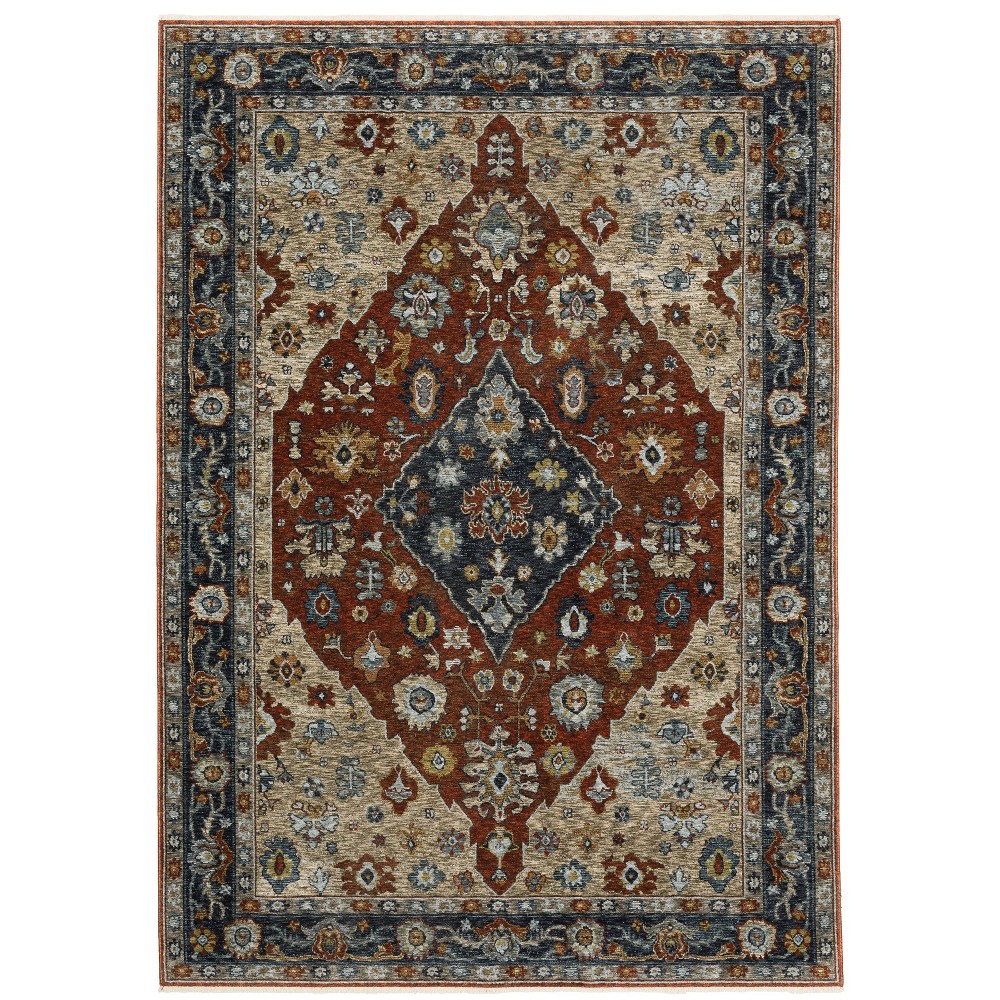 Photos - Area Rug 5'3"x7'6" Arya Vintage Medallion Indoor  Rust/Blue - Captiv8e Desi