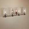 Minka Lavery Industrial Wall Light Brushed Nickel Hardwired 31" 4-Light Fixture Clear Seeded Glass Shade for Bathroom Living Room - 2 of 3