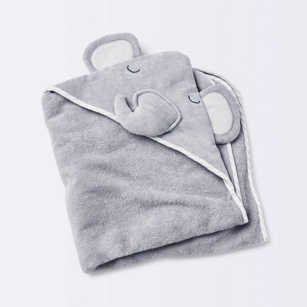 Photos - Towel Baby Elephant Hooded  - Cloud Island™ Gray