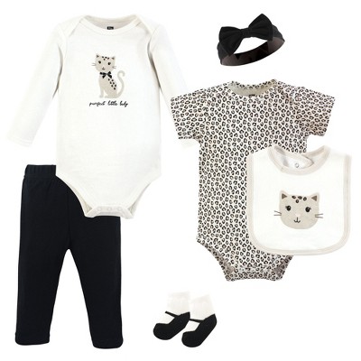 Hudson Baby Infant Girl Cotton Layette Set, Purrfect Leopard