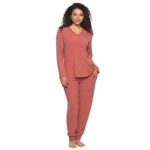 Felina - Serena V-Neck Top & Jogger Lounge Set | 2-Piece Ultra-Soft Knit Top & Pants Loungewear - 1 of 3