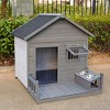 LAOTIES 44'' Large Wooden Outdoor Dog House with Porch,Pet Shelter with Insulated Roof,Lockable Door And Feeding Bowls - 2 of 4