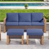 POCASSY 75" Wide Outdoor Sofa Outdoor Furniture Sets, All-Weather Brown Wicker Rattan Outdoor Couch with Ottomans and Cushions for Porch Balcony - 2 of 4