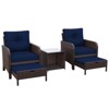 5-Piece PE Wicker Rattan Rattan Seating Patio Conversation Sets With Ottoman - 2 of 4