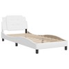 vidaXL Twin XL Bed Frame with Headboard - White Faux Leather - Plywood Slats, Foam Padded Headboard, 39.4"x79.9" - Stylish Modern Bedroom Furniture - 2 of 4