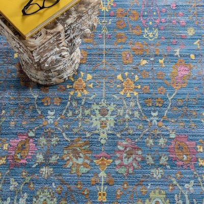 Serenity Blue Floral 27" Synthetic Area Rug