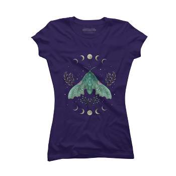 Junior's Design By Humans Luna and Moth By EpisodicDrawing T-Shirt