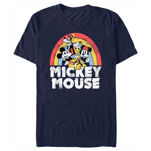 Men's Mickey & Friends Distressed Rainbow Friends T-shirt - Navy Blue ...