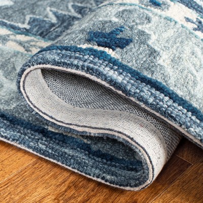 Hand-Tufted Blue and Gray Wool Silk 4' x 6' Area Rug