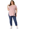 Agnes Orinda Women's Plus Size Side Split Hem Round Neck Short Sleeve Summer Casual T-Shirts - 3 of 4