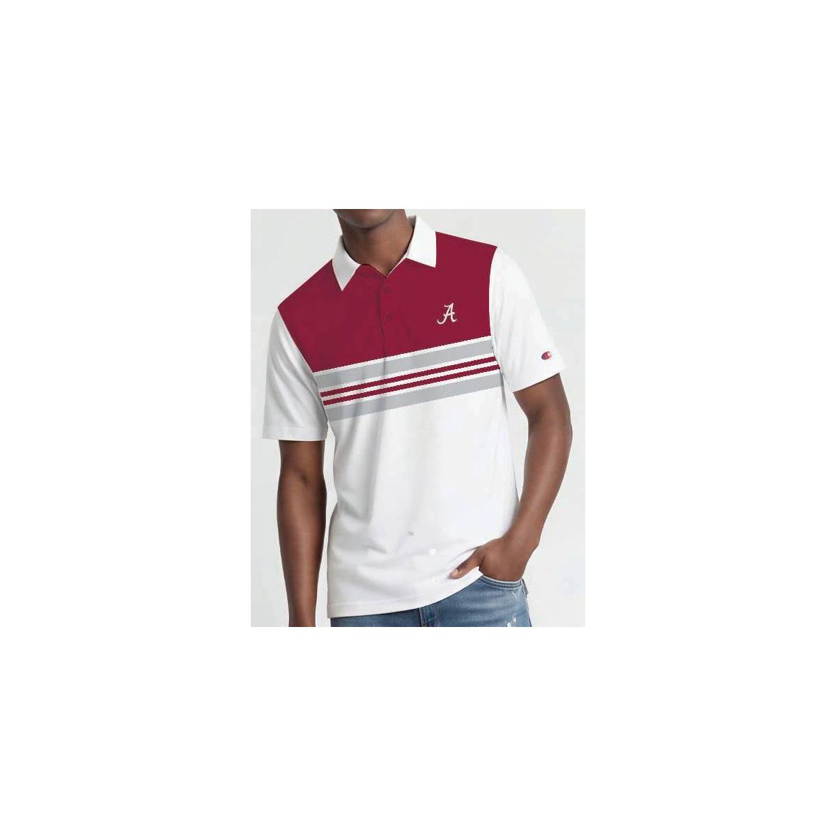 NCAA Alabama Crimson Tide Men's Champion Stripped Polo Shirt - thumbnail 4