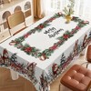Christmas Tablecloth with Santa, elk and Wreath Designs, Dustproof Dining Table Cover for Holiday Decor - 2 of 4