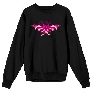 Batman Bat Mask, Cross Bones, and Bat Wings Men's Black Crew Neck Long Sleeve Sweatshirt - 1 of 3