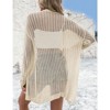 Coolmee Women's Crochet Lightweight Cardigan Cover Up Open Front Long Sleeve Summer Cardigans - 4 of 4