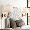 Barnes and Ivy Eleganta Vintage Swing Arm Wall Lamps Set of 2 Brushed Satin Brass Plug-In Light Fixture White Linen for Bedroom - 2 of 4
