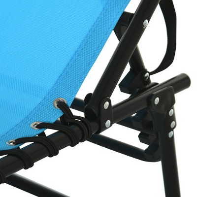 Light Blue Steel Folding Chaise Lounge Chair with Cushions