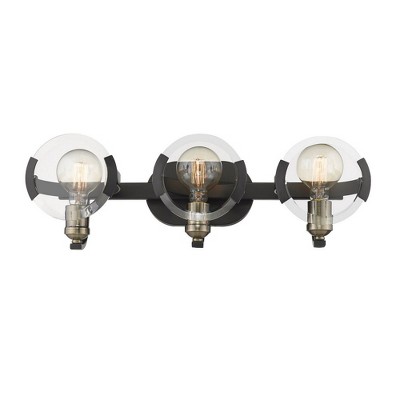Golden Lighting Amari 3-Light Vanity Light in Matte Black with Clear ...