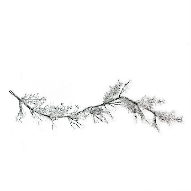 Northlight 5' x 6" Unlit Clear Ice and Snowflakes on Black Twig Christmas Garland, 1 of 5