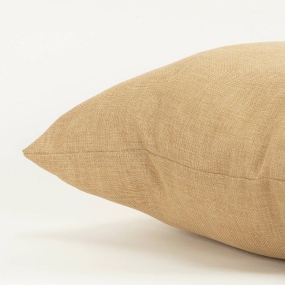 22" Beige and Natural Polyester Indoor/Outdoor Square Throw Pillow