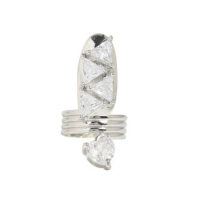 SOHI Women's Crystal Silver Opulent Nail Ring - 1 of 4