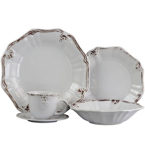 Corelle 18pc Vitrelle Embossed Bella Faenza Dinnerware Set White : Target