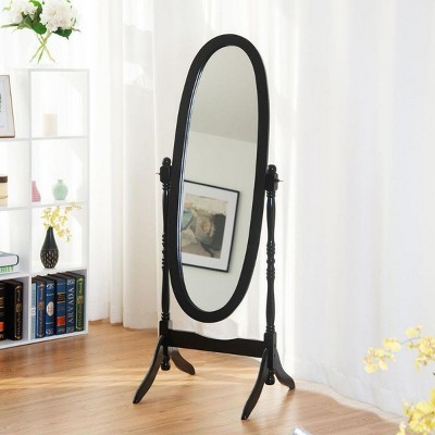 Traditional Queen Anna Style Wood Floor Cheval Mirror,Oval Shape Mirror,Adjustable Standing Mirror,Decor Mirror,Freestanding Mirror-The Pop Home