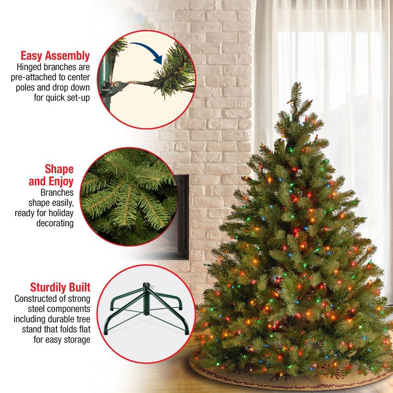 National Tree Company 4.5 ft Pre-Lit 'Feel Real' Artificial Full Downswept Christmas Tree, Green, Douglas Fir, Multicolor Lights, Includes Standt, 5 of 6