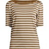 Lands' End Women's Elbow Sleeve Supima Cotton Boatneck T-Shirt - 3 of 4