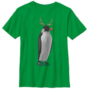 Boy's Lost Gods Christmas Penguin Reindeer T-Shirt - 1 of 3