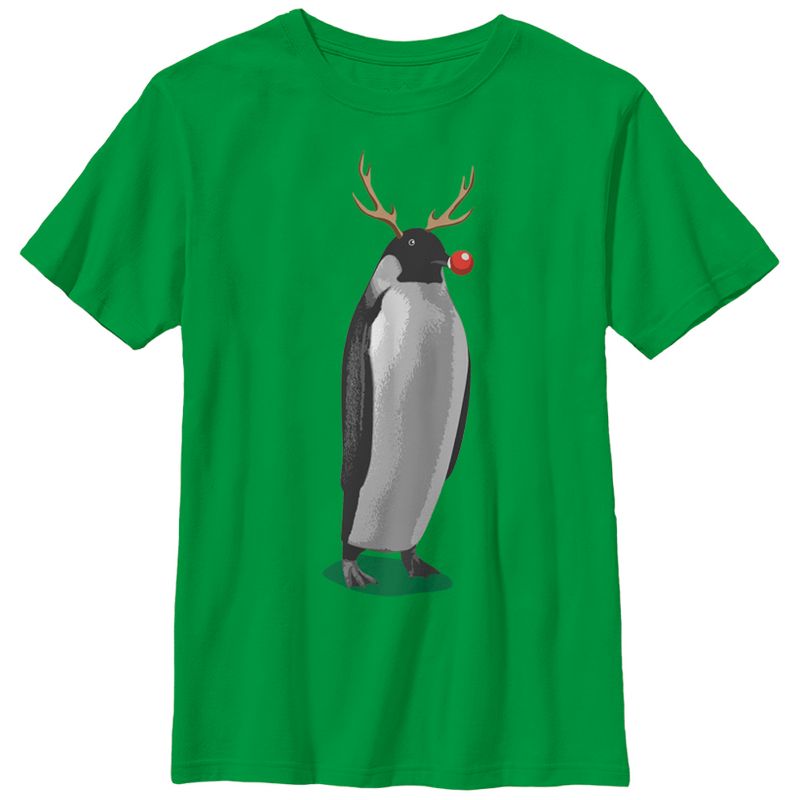 Boy's Lost Gods Christmas Penguin Reindeer T-Shirt, 1 of 4