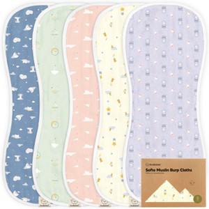 KeaBabies 5pk Organic Softe Muslin Burp Cloths for Baby Girls and Boys, Large Absorbent Burping Cloths for Babies, Baby Burp Clothes - 1 of 4