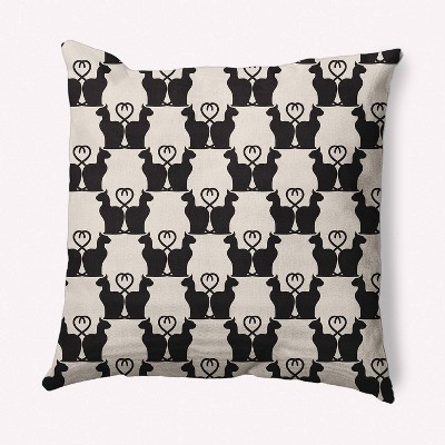 16"x16" Cat Clowder Print Square Throw Pillow Cream - e by design: Indoor Polyester, Halloween Theme
