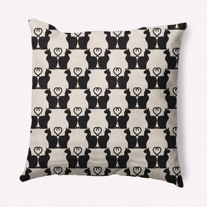 16"x16" Cat Clowder Print Square Throw Pillow Cream - e by design: Indoor Polyester, Halloween Theme - 1 of 4