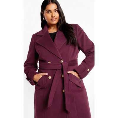 Women's Plus Size Gillian Coat - plum | CITY CHIC