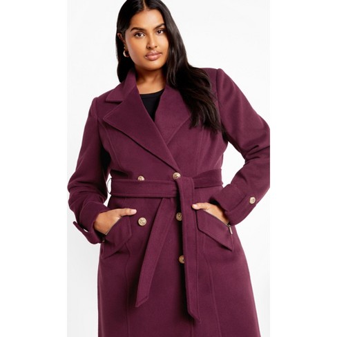 Women's Plus Size Gillian Coat - plum | CITY CHIC - image 1 of 4