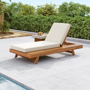 Christopher Knight Home Dawn Patio Rustic Acacia Wood Adjustable Chaise Lounge with Water-Resistant Cushion - 1 of 4