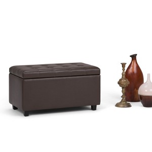 CAVINAS Faux Leather Storage Ottoman Bench with Stitched Design and Nailhead Trim,Storage Benches for Living Room,Bedroom - 1 of 4